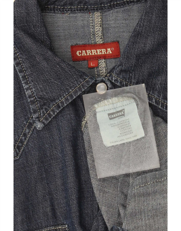 Camicia in denim da donna Carrera UK 16 grande cotone blu navy