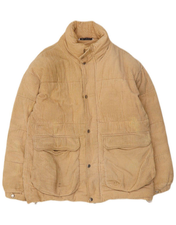 Giacca imbottita in velluto a coste da uomo Zara UK 38 piccola in poliestere beige