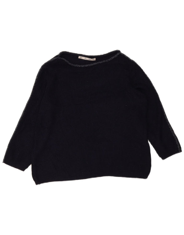 Maglione maglione oversize con scollo a barca da donna Zara UK 16 grande blu navy