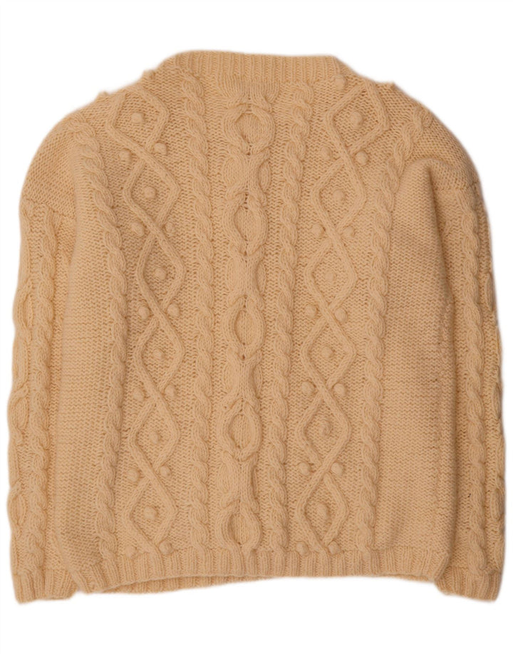 Maglione da uomo con scollo a barca Pachamama, grande, in lana bianca