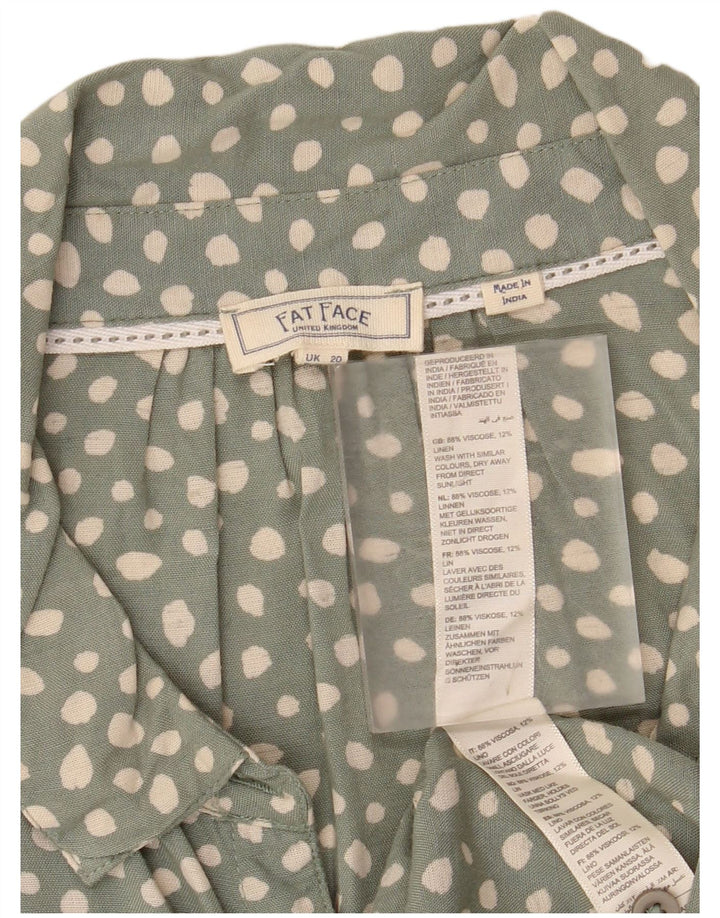 FAT FACE Camicetta da donna con cravatta sul davanti UK 20 2XL Verde maculato