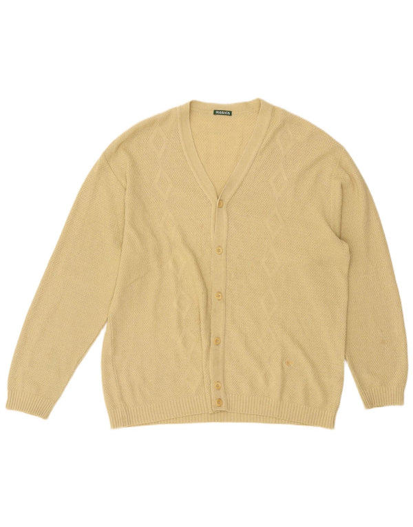 Maglione cardigan da uomo Rasica grande beige a rombi/diamante