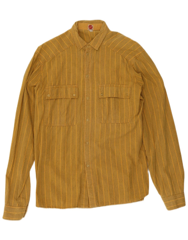 Camicia vintage da uomo in cotone a righe gialle medie