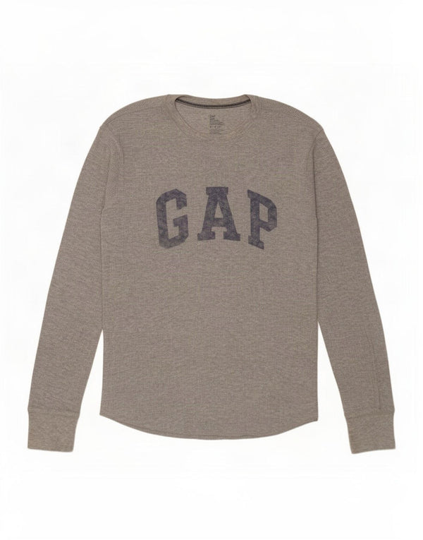 Top grafico da uomo Gap a maniche lunghe in cotone grigio medio