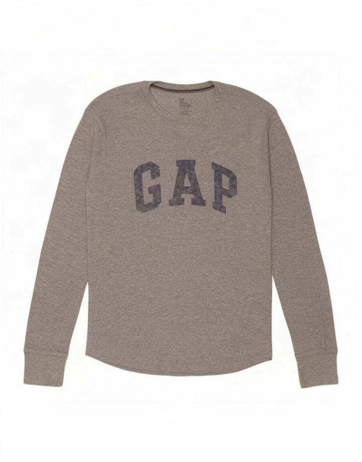 Top grafico da uomo Gap a maniche lunghe in cotone grigio medio