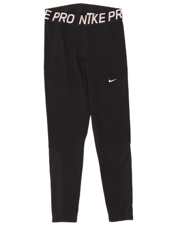 Leggings grafici Nike Dri Fit da donna UK 14 Large Black Colourblock
