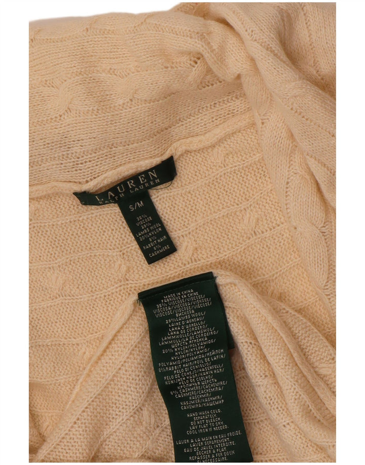 Maglione cardigan aperto oversize da donna Ralph Lauren UK 10 piccolo Beige