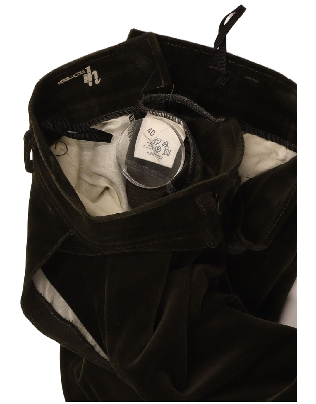 Pantaloni da donna in velluto con staffa VINTAGE EU 40 medio W27 L29 cotone verde