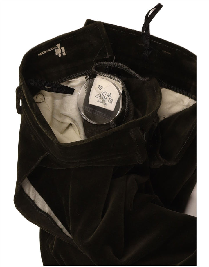 Pantaloni da donna in velluto con staffa VINTAGE EU 40 medio W27 L29 cotone verde