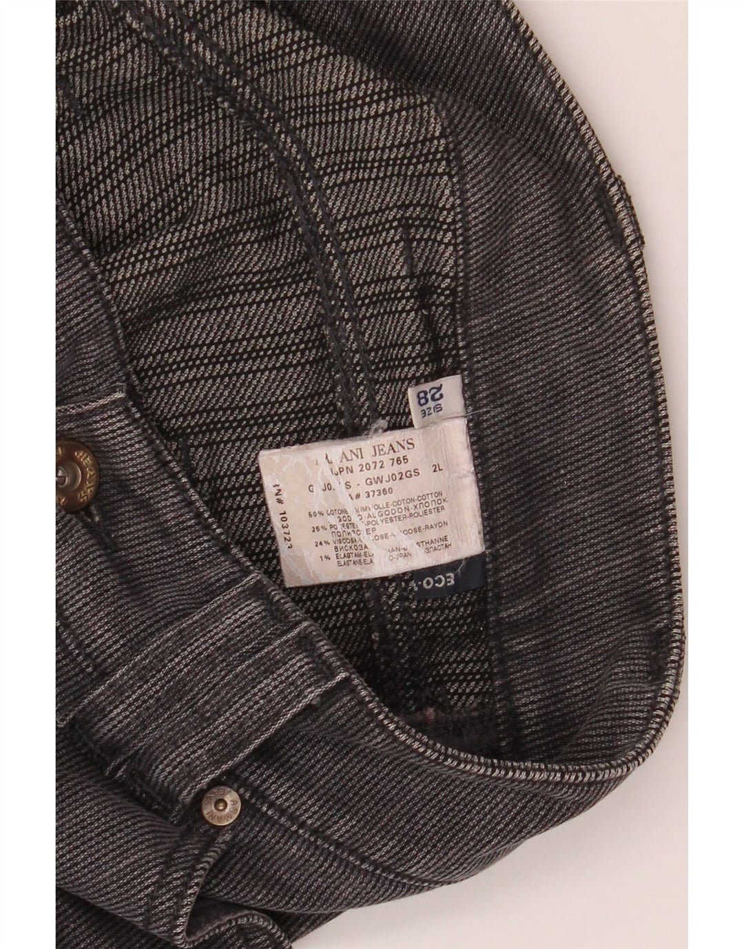 Pantaloni casual dritti a vita bassa da donna ARMANI W34 L34 gessato grigio