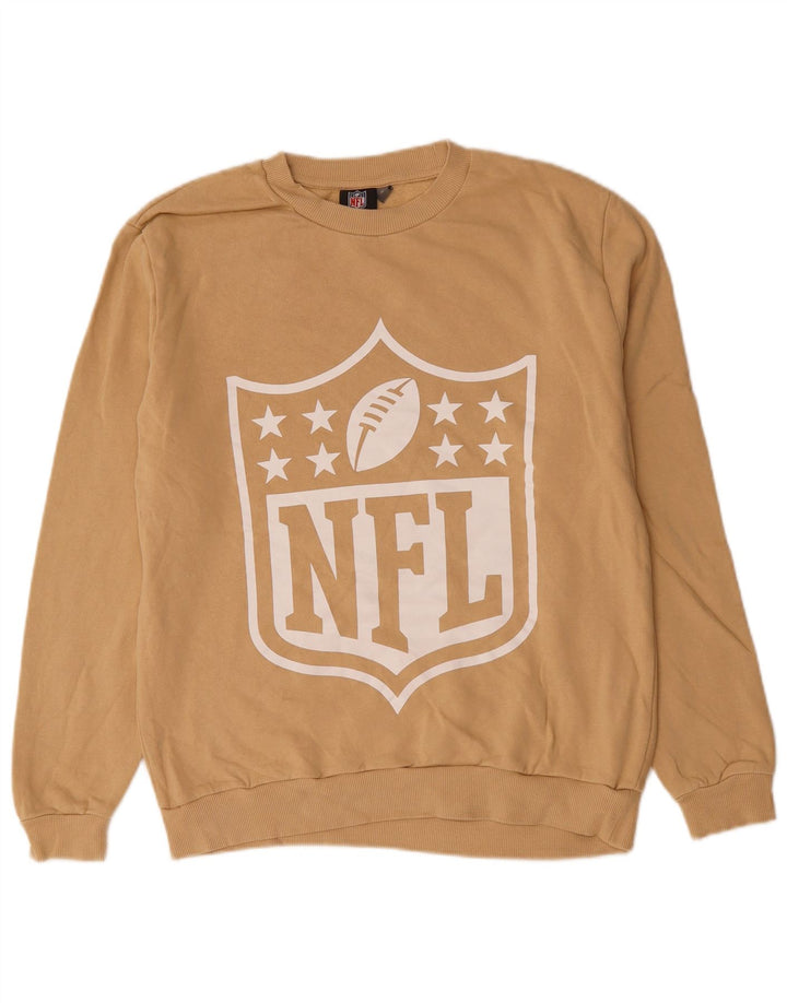 Felpa con grafica da donna NFL Maglione UK 14 Cotone beige medio