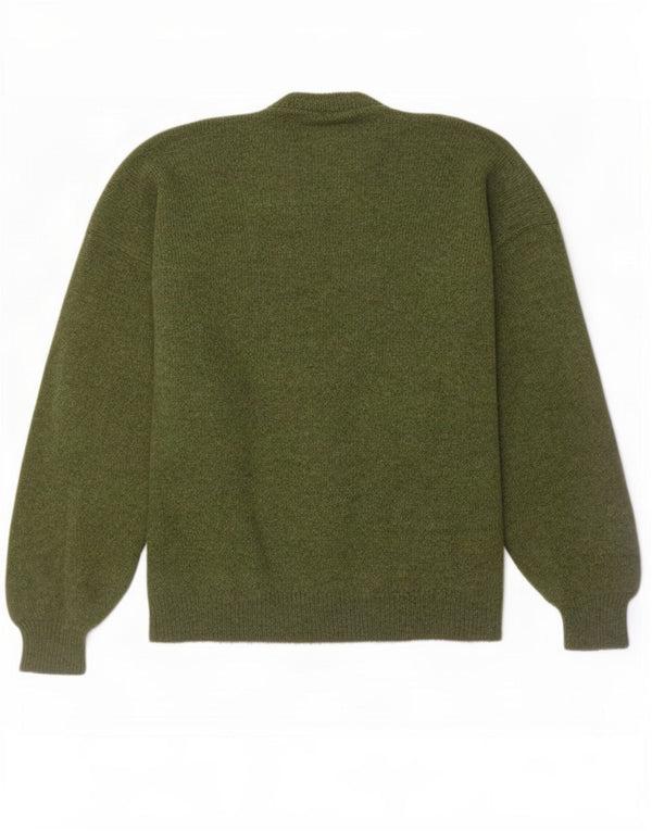 Maglione maglione girocollo vintage da uomo XL verde a rombi/diamante