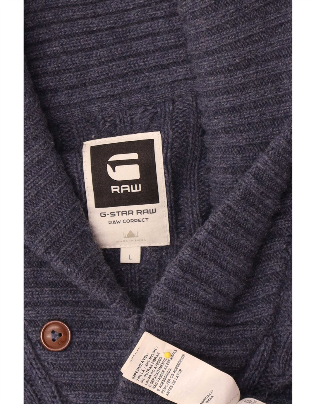 Maglione cardigan da uomo G-Star grande lana blu navy
