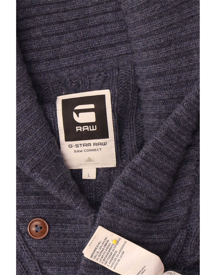 Maglione cardigan da uomo G-Star grande lana blu navy