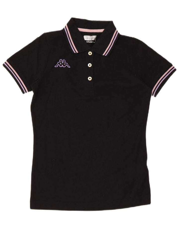 Polo Kappa da donna UK 10 piccola in cotone nero