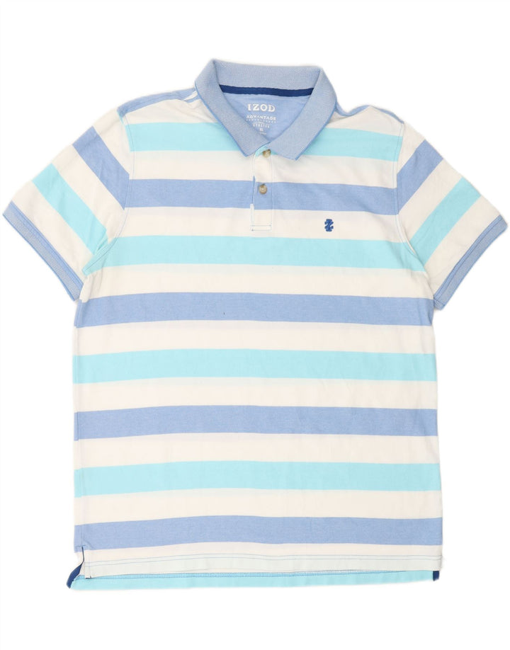 IZOD Mens Polo Shirt XL White Striped Vintage Izod and Second-Hand Izod from Messina Hembry 
