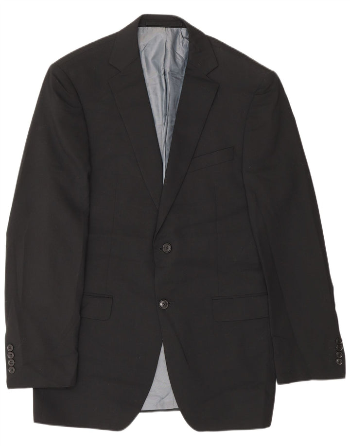 Giacca blazer a 2 bottoni lunga da uomo Marks & Spencer UK 36 piccola in lana nera