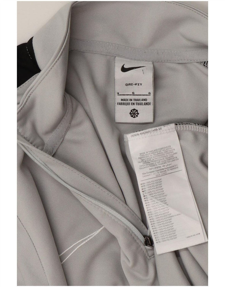 Top della tuta da ginnastica Nike Dri Fit con collo e zip da uomo, piccolo, color grigio