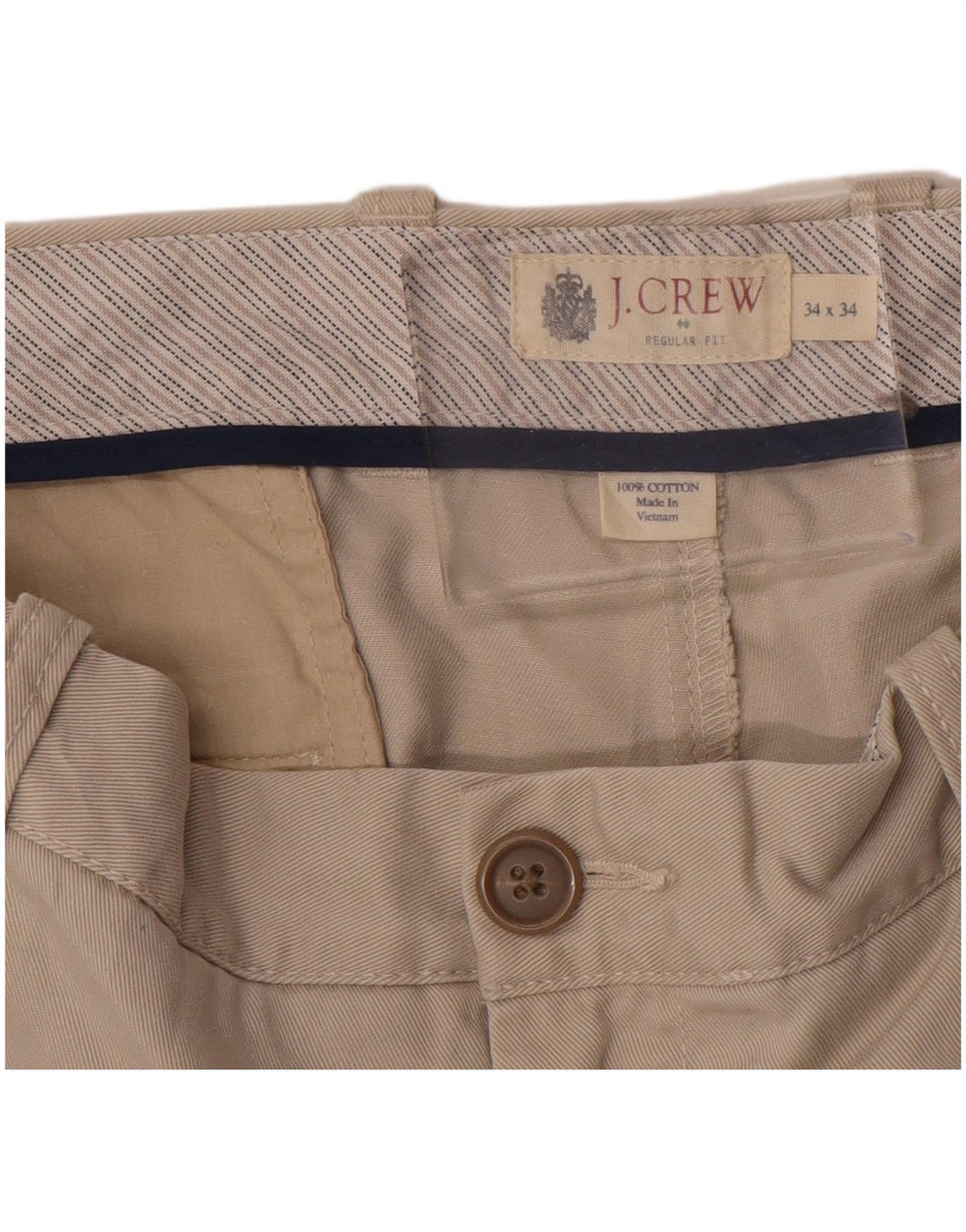Pantaloni chino dritti da uomo J. Crew vestibilità regolare W34 L34 cotone beige