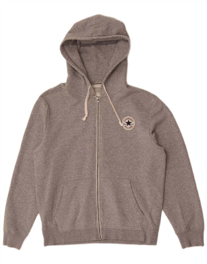 Maglione con cappuccio e zip Converse da uomo Chuck Taylor in cotone chiazzato grigio medio