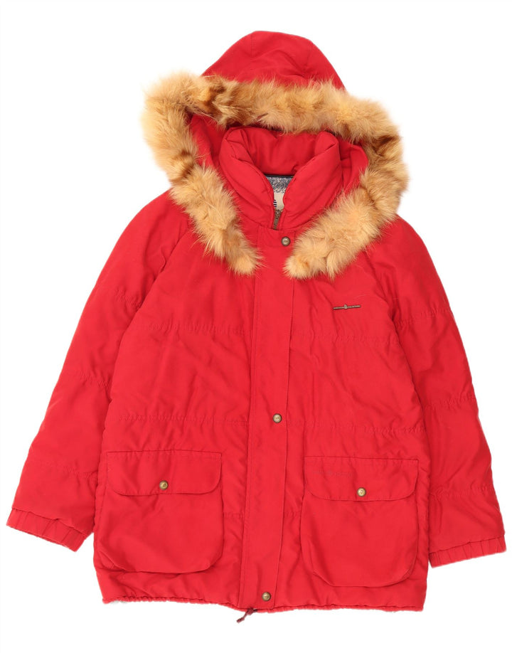 Marina Yachting Cappotto imbottito oversize con cappuccio da donna UK 12 Medio Rosso