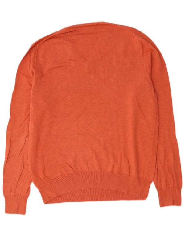 Maglione da uomo con scollo a V Marks & Spencer in cotone arancione medio