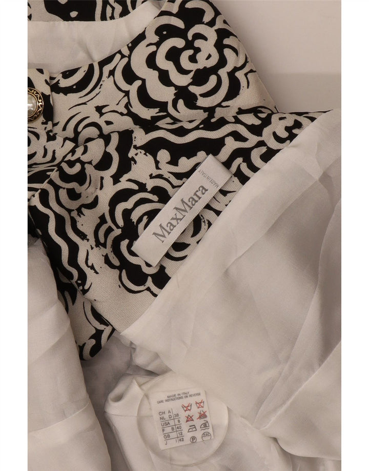 Giacca blazer a 4 bottoni da donna Max Mara UK 12 Poliestere floreale bianco medio