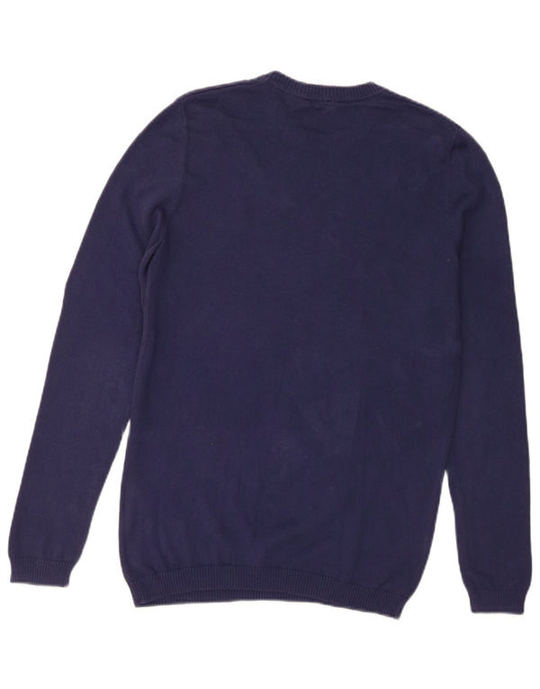 Benetton Boys Crew Neck Jumper Sweater 13-14 Years 3XL Navy Blue Cotton
