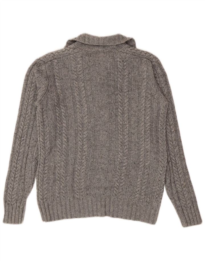Maglione Reiss da uomo con collo a bottoni piccolo in viscosa grigia