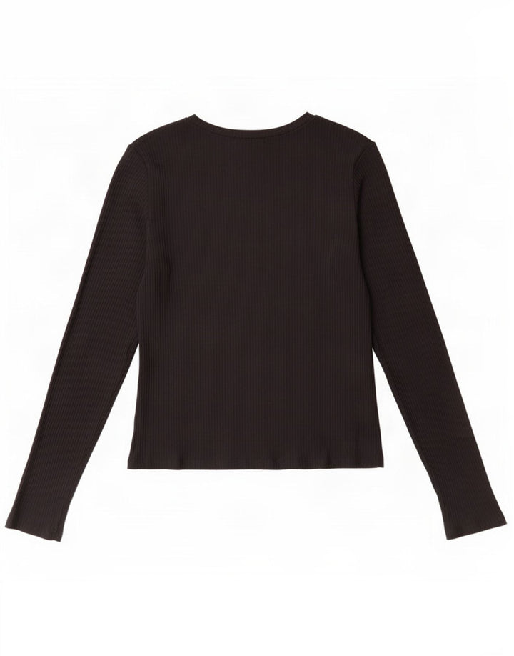 Top corto da donna Zara a maniche lunghe UK 14 grande nero