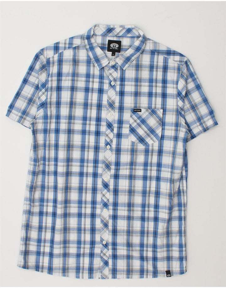 Camicia a maniche corte da uomo Animal in cotone a quadri blu medio