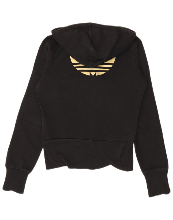 Felpa con cappuccio e zip grafica da donna Adidas IT 42 Small in cotone nero