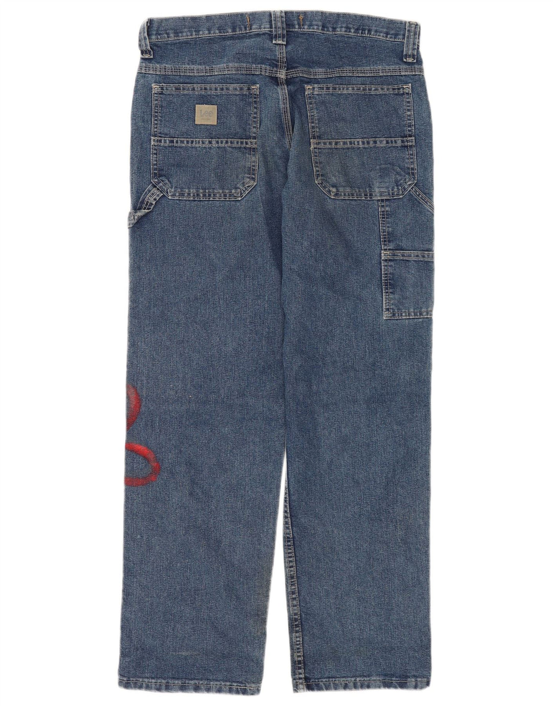 Jeans dritti cargo da donna Lee W32 L30 cotone floreale blu