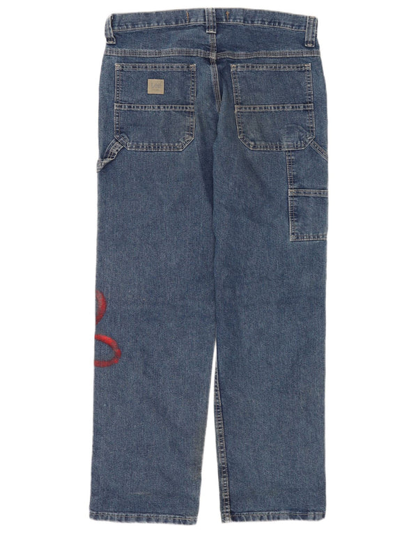 Jeans dritti cargo da donna Lee W32 L30 cotone floreale blu