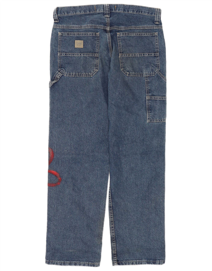 Jeans dritti cargo da donna Lee W32 L30 cotone floreale blu
