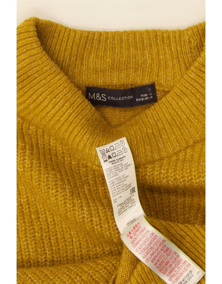 Maglione maglione girocollo da donna Marks & Spencer UK 10 piccolo giallo