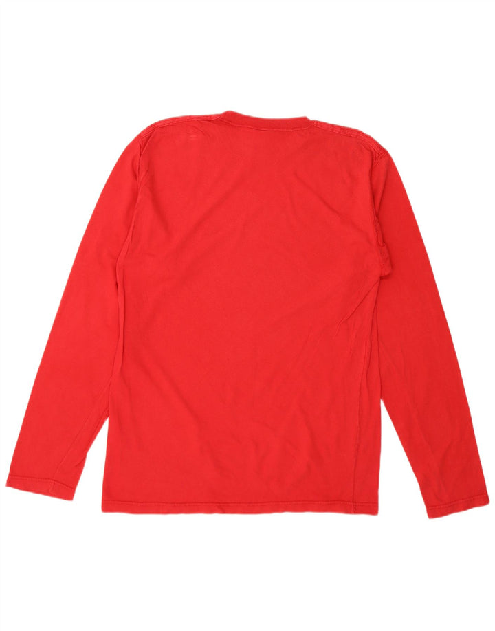 Adidas Uomo Top Manica Lunga UK 36/38 Piccolo Rosso