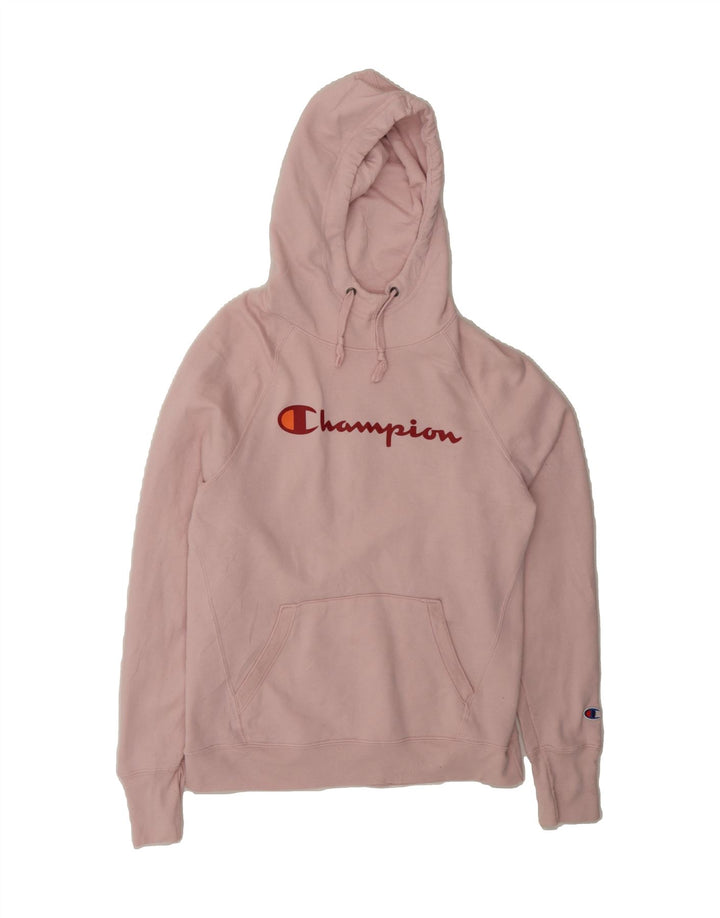 CHAMPION Womens Graphic Hoodie Jumper UK 10 Small Pink Polyester Vintage Champion and Second-Hand Champion from Messina Hembry 