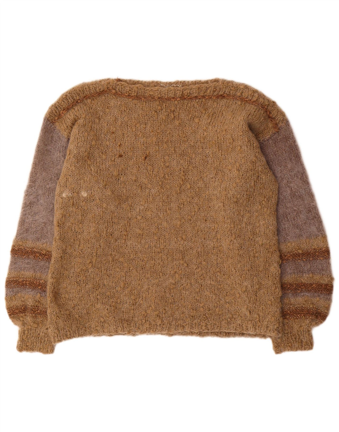 Maglione maglione con scollo a barca da donna VINTAGE UK 18 XL a righe marroni