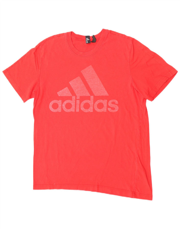 T-shirt grafica da uomo Adidas Top grande in cotone rosso