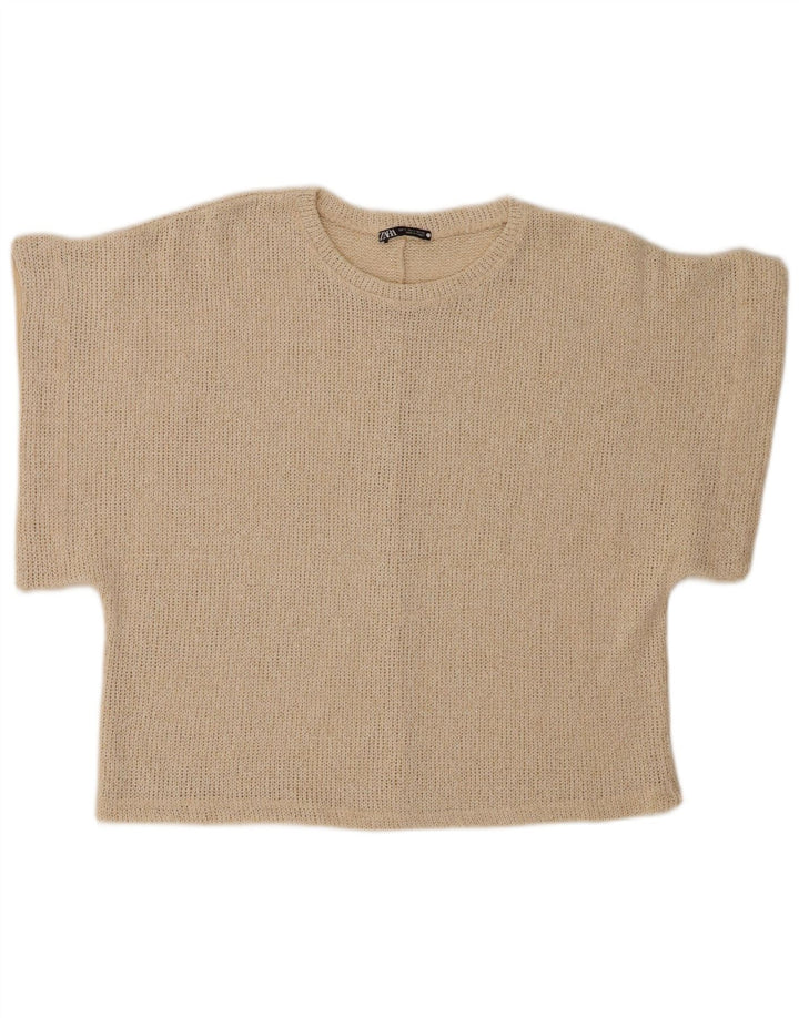 Blusa oversize da donna Zara Top UK 10 piccola beige screziata