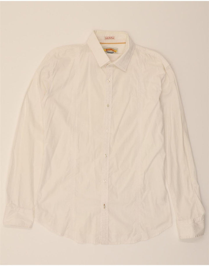 GURU Mens Shirt Medium White Cotton Vintage Guru and Second-Hand Guru from Messina Hembry 