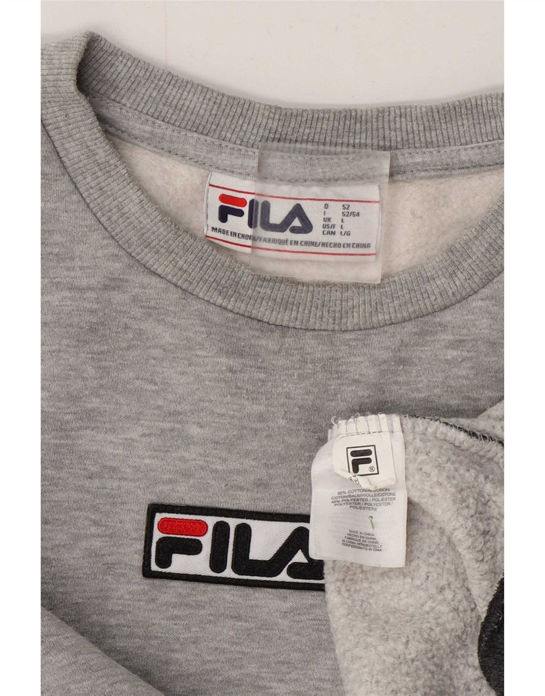 Fila Felpa da uomo Maglione grande in cotone color block grigio