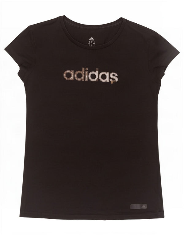 T-shirt grafica Adidas Climalite da donna Top UK 8/10 piccola cotone nero