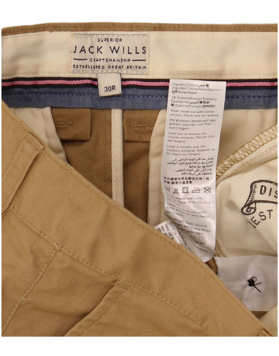 Pantaloncini chino da uomo Jack Wills W30 cotone beige medio