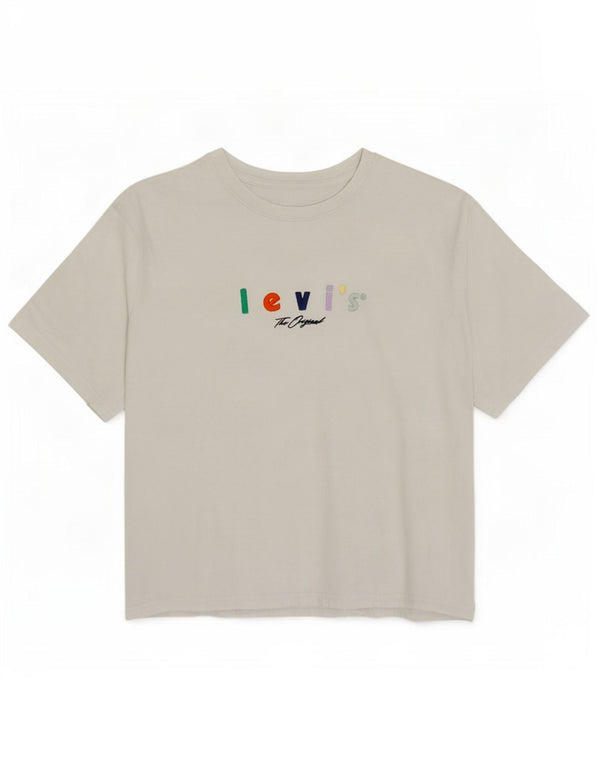 Levi's T-shirt grafica da donna con vestibilità rilassata, taglia UK 14, colore bianco medio