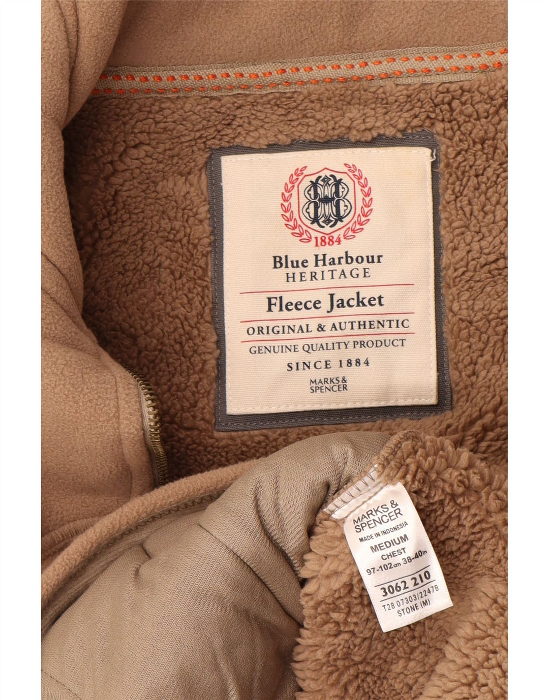 MARKS & SPENCER Giacca in pile Sherpa Blue Harbour da uomo UK 38 Beige medio
