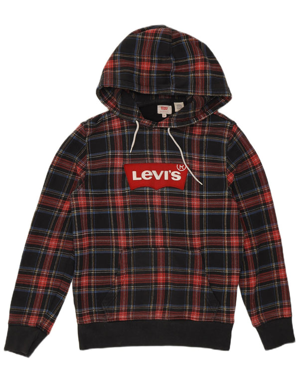 Maglione con cappuccio grafico da uomo Levi's XS in cotone a quadri neri