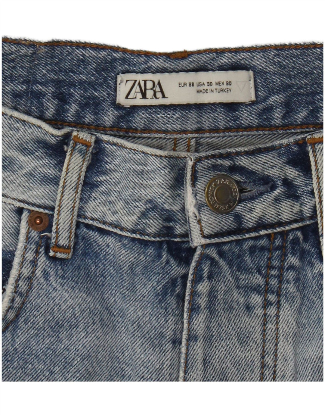 ZARA Mens Distressed Denim Shorts EU 38 Small W30  Blue Cotton