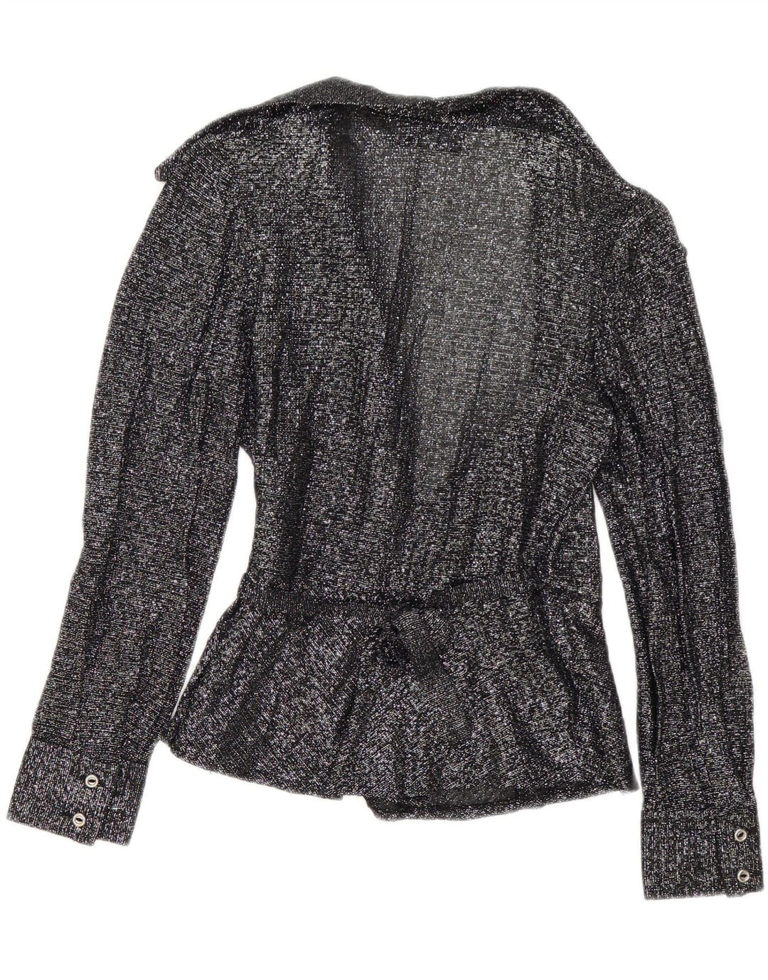 Camicetta a camicia vintage da donna avvolgente EU 38 media nera screziata